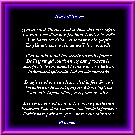 nuit d'hiver sonnet irrégulier